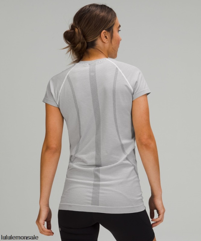 Lululemon Damen DELULU161 | Tempo Stripe White Swiftly Tech Kurzarmshirt 20